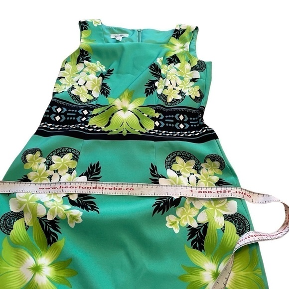 Green Tropical-floral Sheath/Shift Dress Summer by Dress Barn - Size 6 - Picture 5 of 12